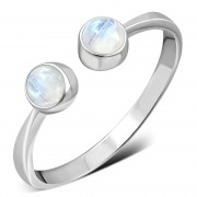 Rainbow Moonstone Silver Open Ring, r575
